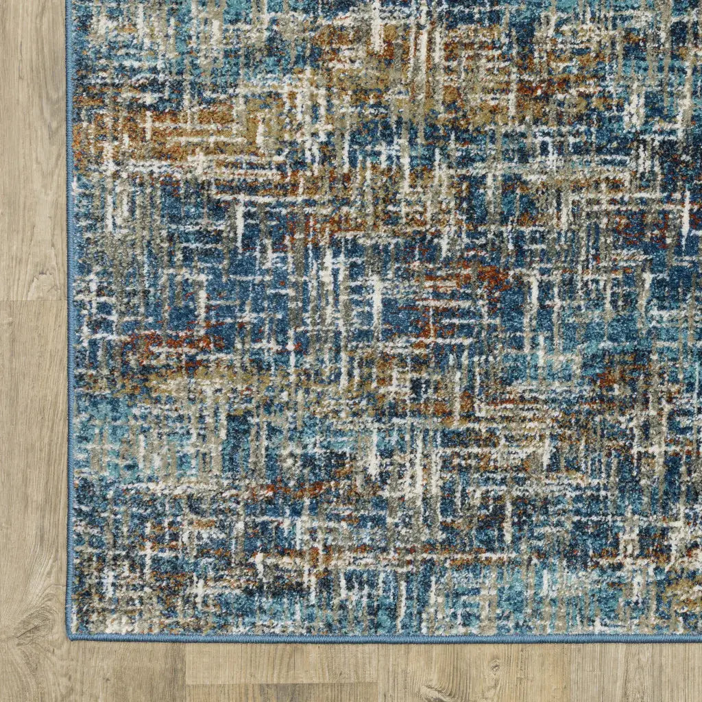 8' X 10' Blue Teal Gold Rust And Beige Abstract Power Loom Stain Resistant Area Rug - Homeroots - Flyclothing LLC