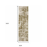 2' X 8' Beige Gold And Grey Abstract Power Loom Stain Resistant Runner Rug - Homeroots - Flyclothing LLC