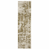 2' X 8' Beige Gold And Grey Abstract Power Loom Stain Resistant Runner Rug - Homeroots