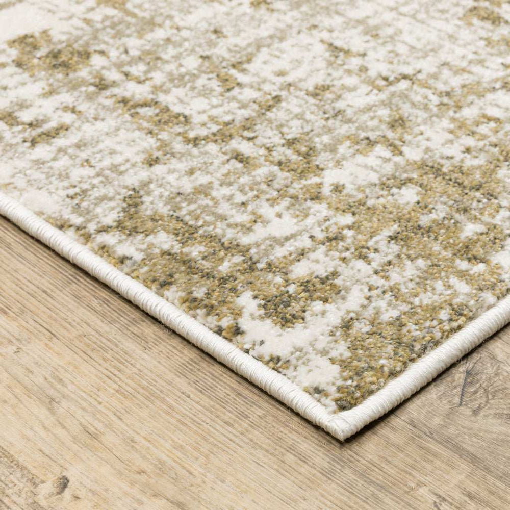 2' X 8' Beige Gold And Grey Abstract Power Loom Stain Resistant Runner Rug - Homeroots - Flyclothing LLC