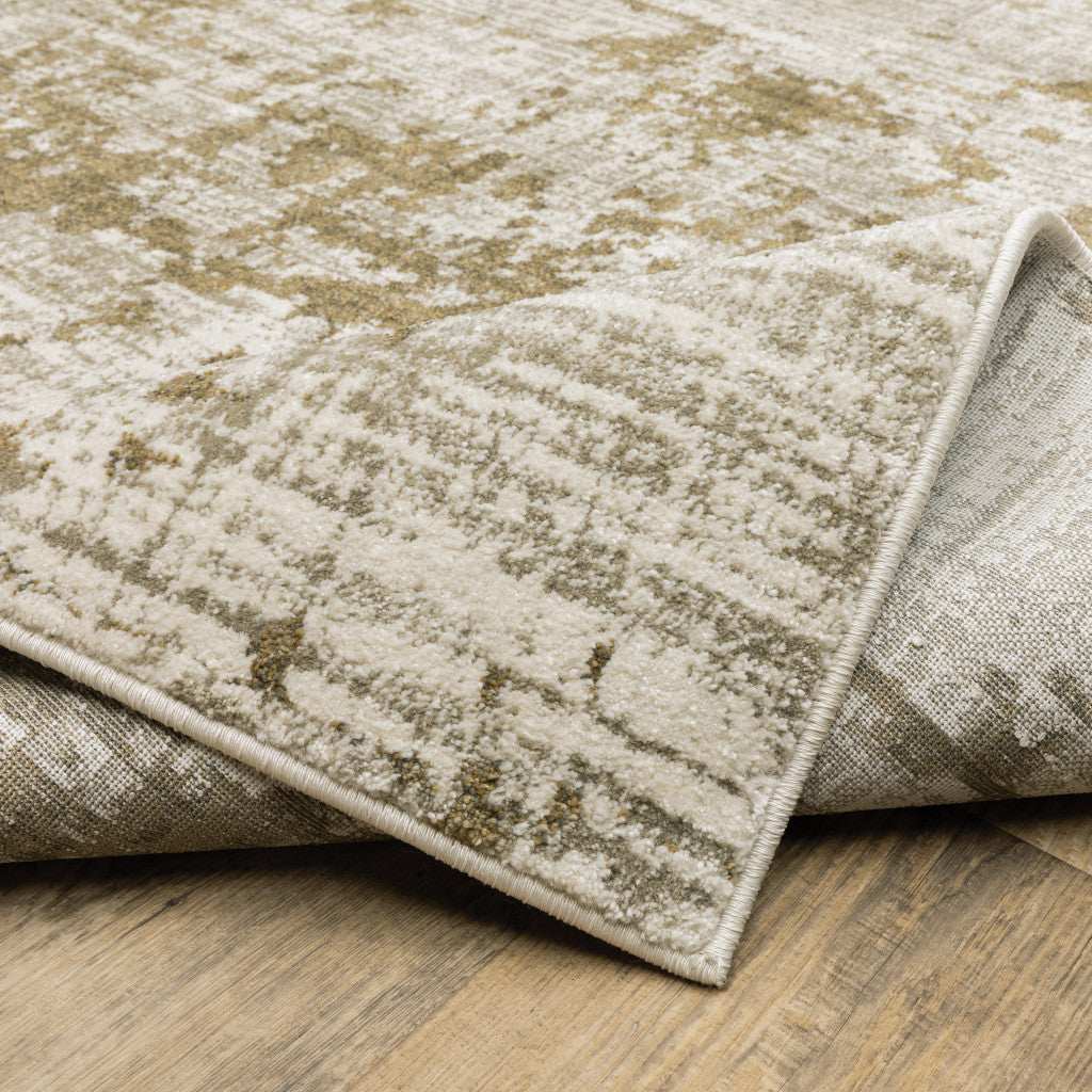 2' X 8' Beige Gold And Grey Abstract Power Loom Stain Resistant Runner Rug - Homeroots - Flyclothing LLC