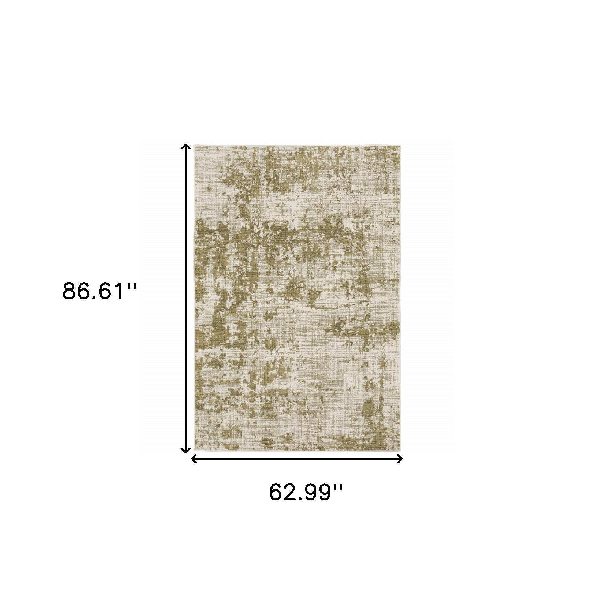 5' X 7' Beige Gold And Grey Abstract Power Loom Stain Resistant Area Rug - Homeroots - Flyclothing LLC