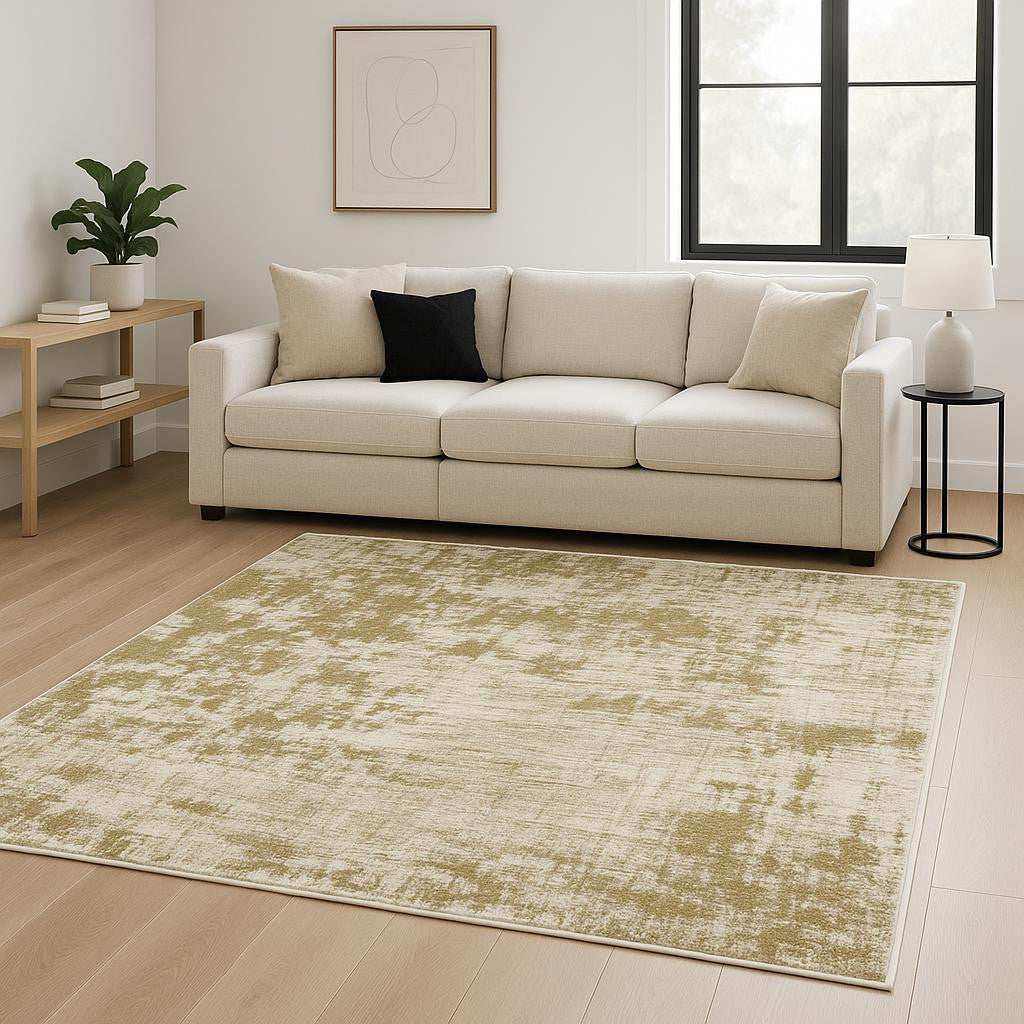 8' X 10' Beige Gold And Grey Abstract Power Loom Stain Resistant Area Rug - Homeroots - Flyclothing LLC