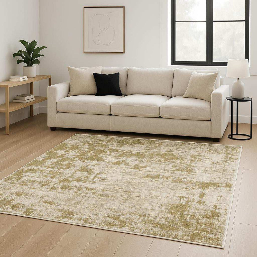 8' X 10' Beige Gold And Grey Abstract Power Loom Stain Resistant Area Rug - Homeroots - Flyclothing LLC