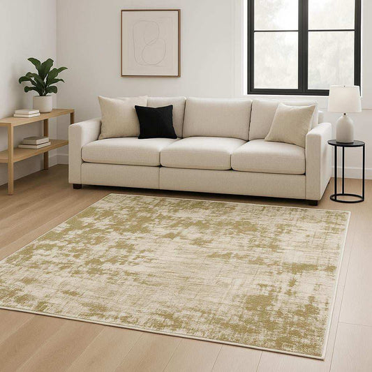 8' X 10' Beige Gold And Grey Abstract Power Loom Stain Resistant Area Rug - Homeroots - Flyclothing LLC