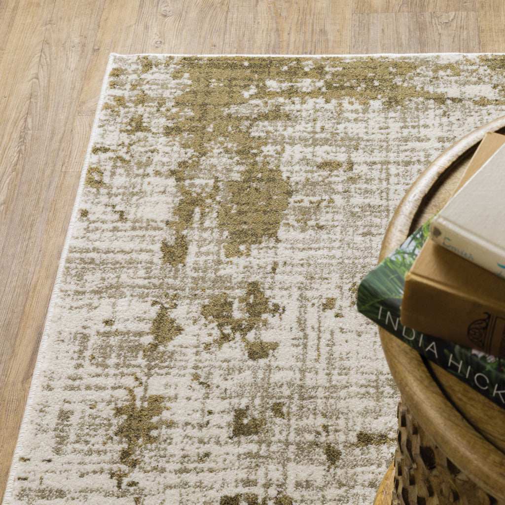 8' X 10' Beige Gold And Grey Abstract Power Loom Stain Resistant Area Rug - Homeroots - Flyclothing LLC