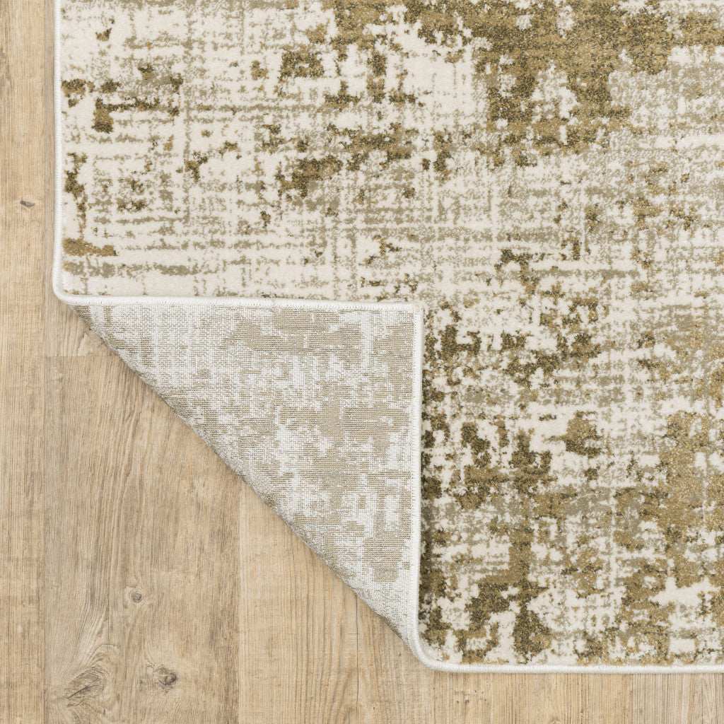 8' X 10' Beige Gold And Grey Abstract Power Loom Stain Resistant Area Rug - Homeroots - Flyclothing LLC