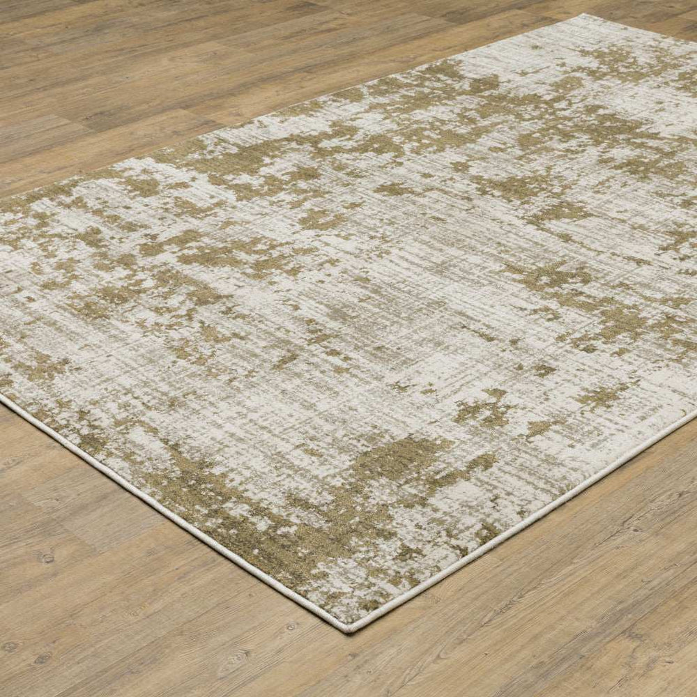10' X 13' Beige Gold And Grey Abstract Power Loom Stain Resistant Area Rug - Homeroots - Flyclothing LLC