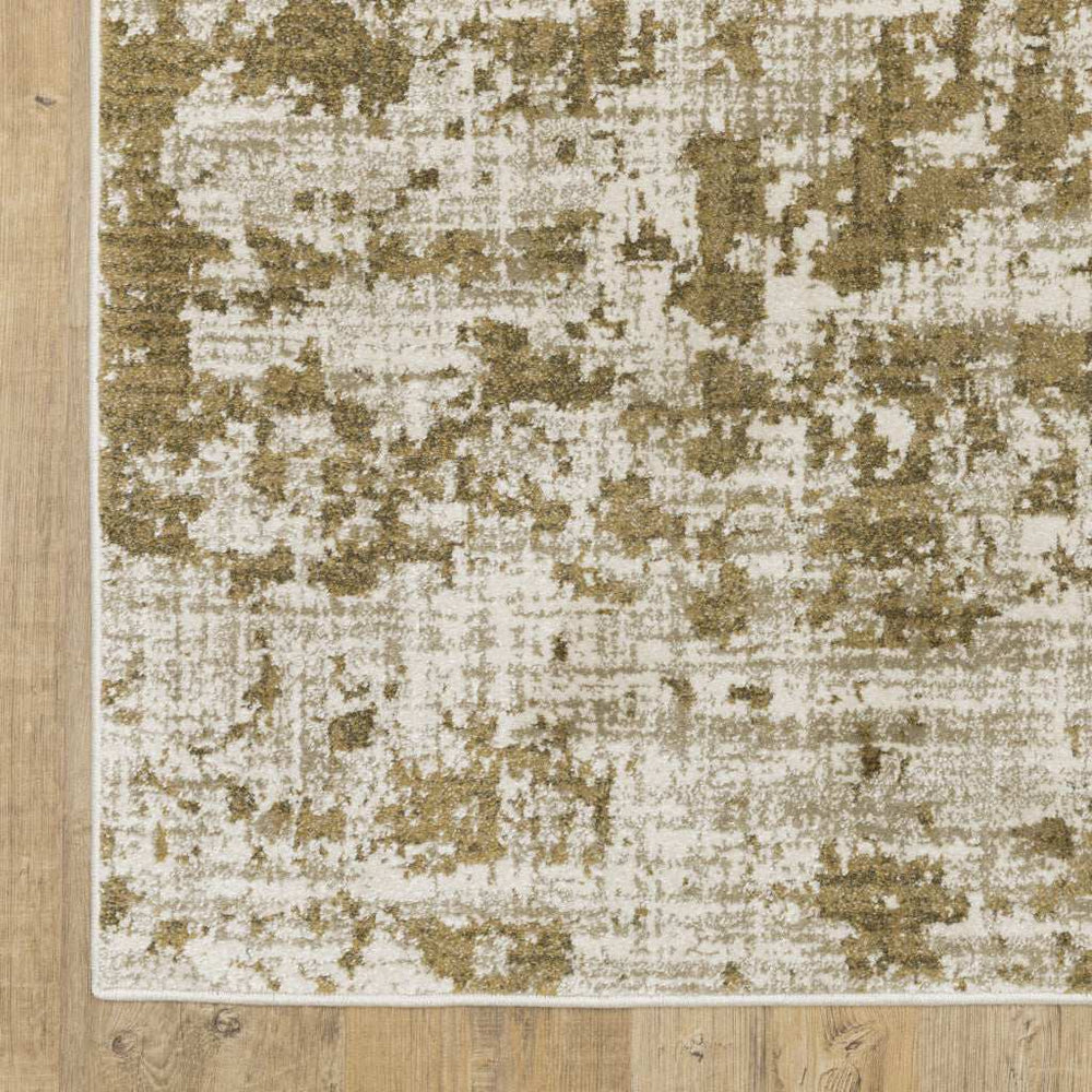 10' X 13' Beige Gold And Grey Abstract Power Loom Stain Resistant Area Rug - Homeroots - Flyclothing LLC