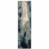 2' X 8' Blue Grey Charcoal And Beige Abstract Power Loom Stain Resistant Runner Rug - Homeroots - Flyclothing LLC