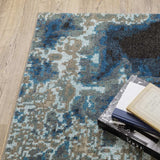 2' X 8' Blue Grey Charcoal And Beige Abstract Power Loom Stain Resistant Runner Rug - Homeroots - Flyclothing LLC