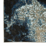 2' X 8' Blue Grey Charcoal And Beige Abstract Power Loom Stain Resistant Runner Rug - Homeroots