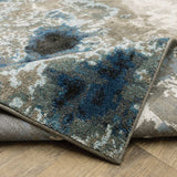 2' X 8' Blue Grey Charcoal And Beige Abstract Power Loom Stain Resistant Runner Rug - Homeroots - Flyclothing LLC