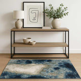 4' X 6' Blue Grey Charcoal And Beige Abstract Power Loom Stain Resistant Area Rug - Homeroots - Flyclothing LLC