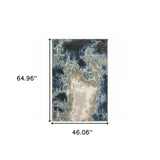 4' X 6' Blue Grey Charcoal And Beige Abstract Power Loom Stain Resistant Area Rug - Homeroots - Flyclothing LLC
