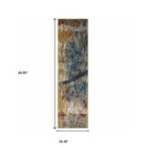 2' X 8' Blue Gold Teal Rust Grey And Beige Abstract Power Loom Stain Resistant Runner Rug - Homeroots - Flyclothing LLC