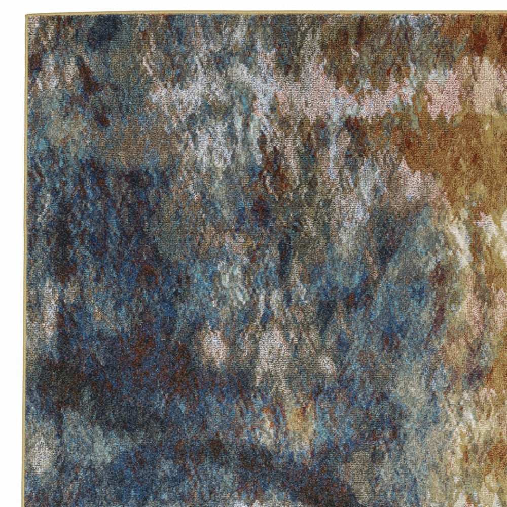 4' X 6' Blue Gold Teal Rust Grey And Beige Abstract Power Loom Stain Resistant Area Rug - Homeroots - Flyclothing LLC