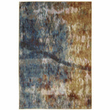 5' X 7' Blue Gold Teal Rust Grey And Beige Abstract Power Loom Stain Resistant Area Rug - Homeroots - Flyclothing LLC