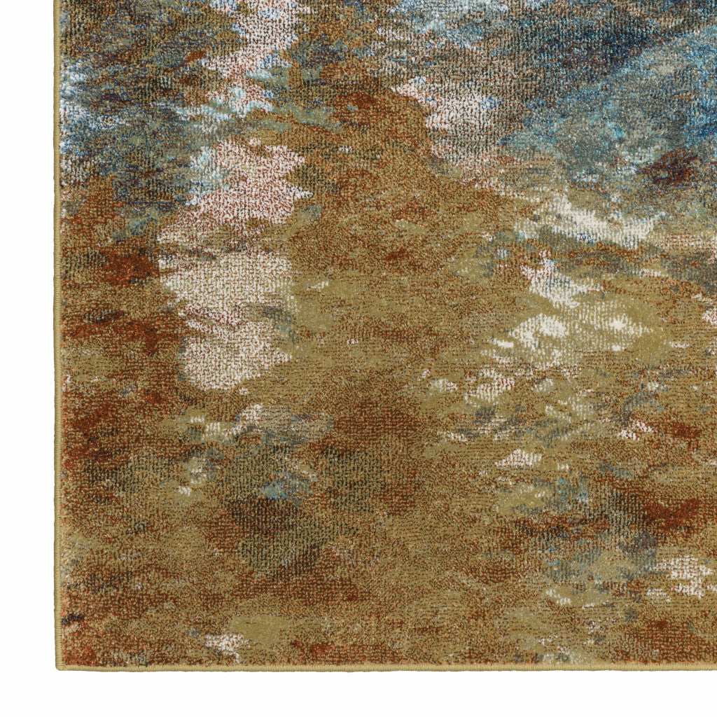 5' X 7' Blue Gold Teal Rust Grey And Beige Abstract Power Loom Stain Resistant Area Rug - Homeroots - Flyclothing LLC