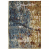 6' X 9' Blue Gold Teal Rust Grey And Beige Abstract Power Loom Stain Resistant Area Rug - Homeroots - Flyclothing LLC