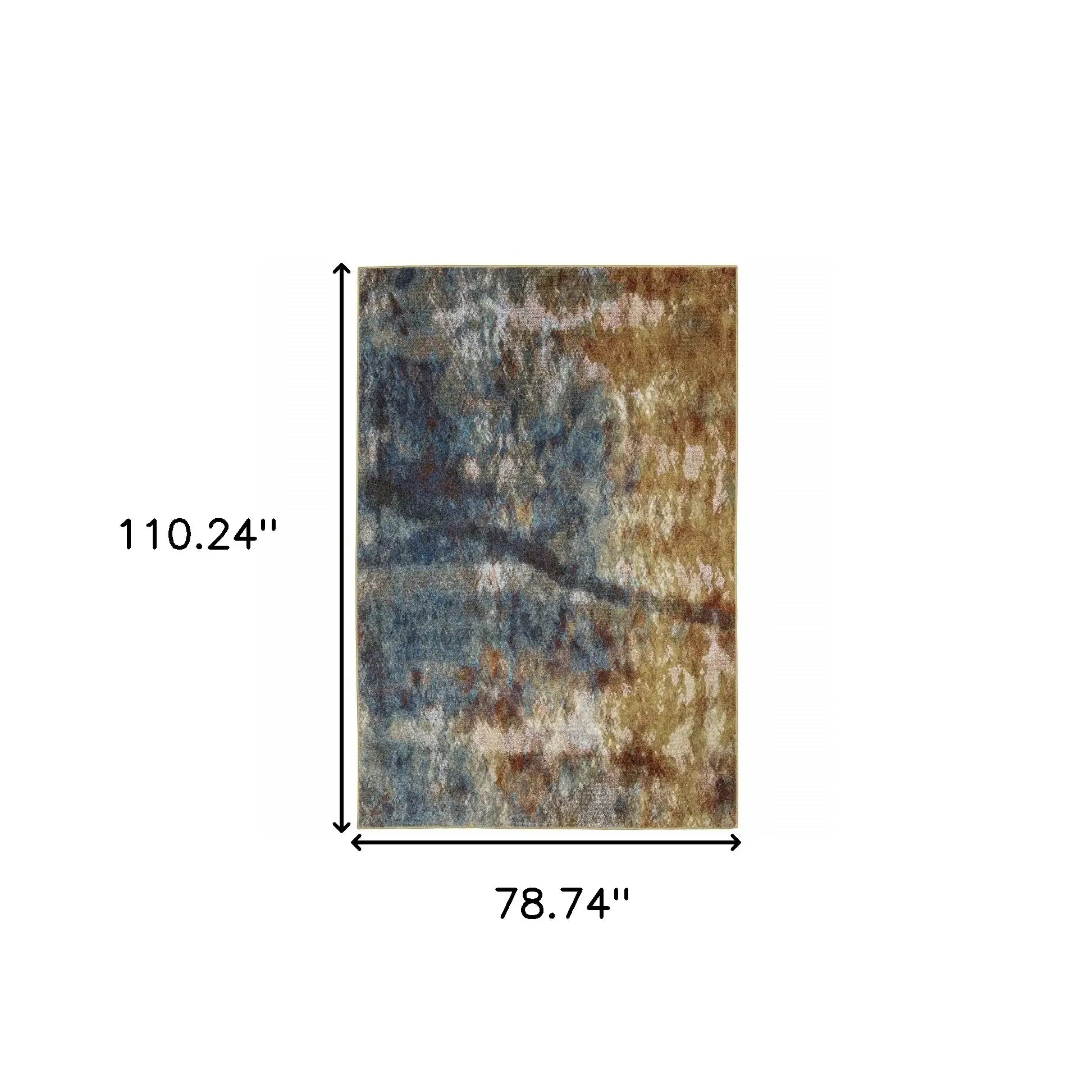 6' X 9' Blue Gold Teal Rust Grey And Beige Abstract Power Loom Stain Resistant Area Rug - Homeroots - Flyclothing LLC