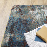 6' X 9' Blue Gold Teal Rust Grey And Beige Abstract Power Loom Stain Resistant Area Rug - Homeroots - Flyclothing LLC