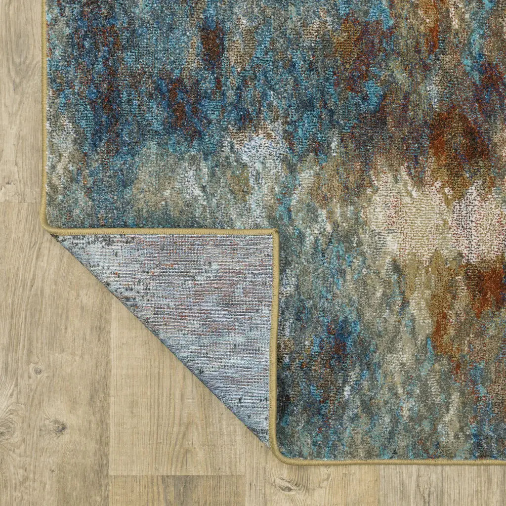 6' X 9' Blue Gold Teal Rust Grey And Beige Abstract Power Loom Stain Resistant Area Rug - Homeroots - Flyclothing LLC
