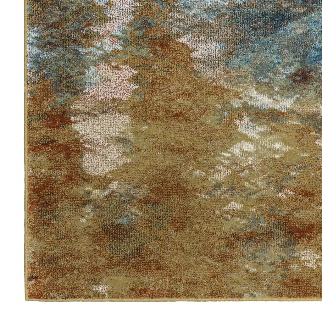6' X 9' Blue Gold Teal Rust Grey And Beige Abstract Power Loom Stain Resistant Area Rug - Homeroots - Flyclothing LLC