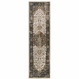 2' X 8' Beige Blue Green Rust And Grey Oriental Power Loom Stain Resistant Runner Rug - Homeroots - Flyclothing LLC
