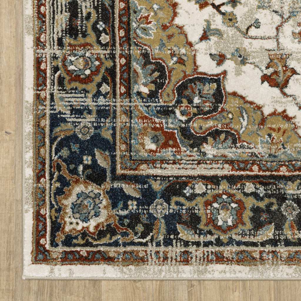 2' X 8' Beige Blue Green Rust And Grey Oriental Power Loom Stain Resistant Runner Rug - Homeroots - Flyclothing LLC