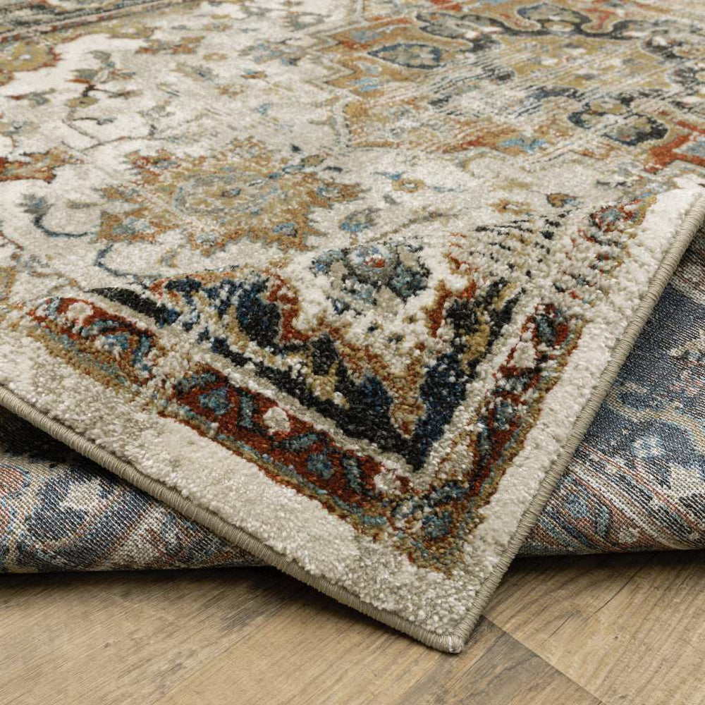 2' X 8' Beige Blue Green Rust And Grey Oriental Power Loom Stain Resistant Runner Rug - Homeroots - Flyclothing LLC