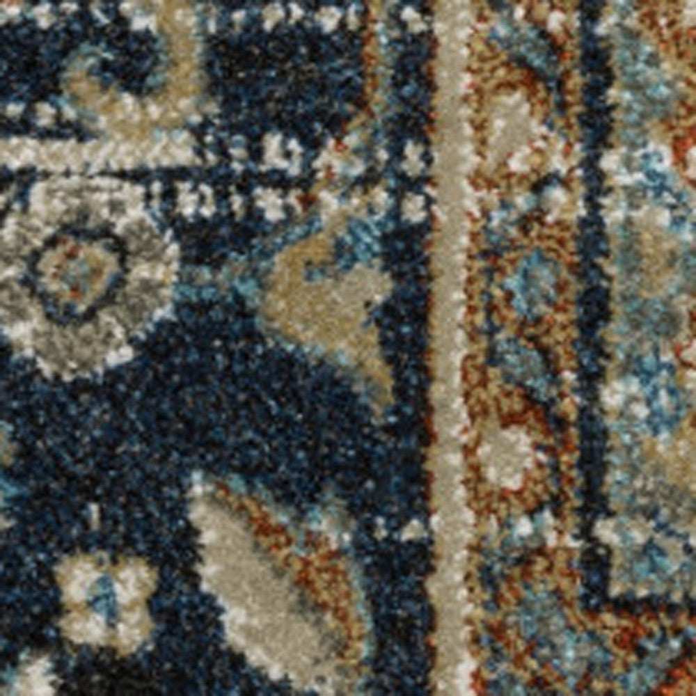 5' X 7' Beige Blue Green Rust And Grey Oriental Power Loom Stain Resistant Area Rug - Homeroots - Flyclothing LLC