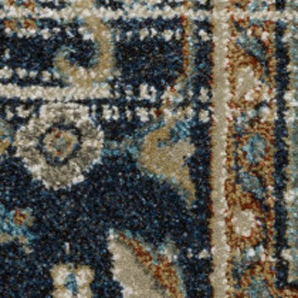 8' X 10' Beige Blue Green Rust And Grey Oriental Power Loom Stain Resistant Area Rug - Homeroots - Flyclothing LLC