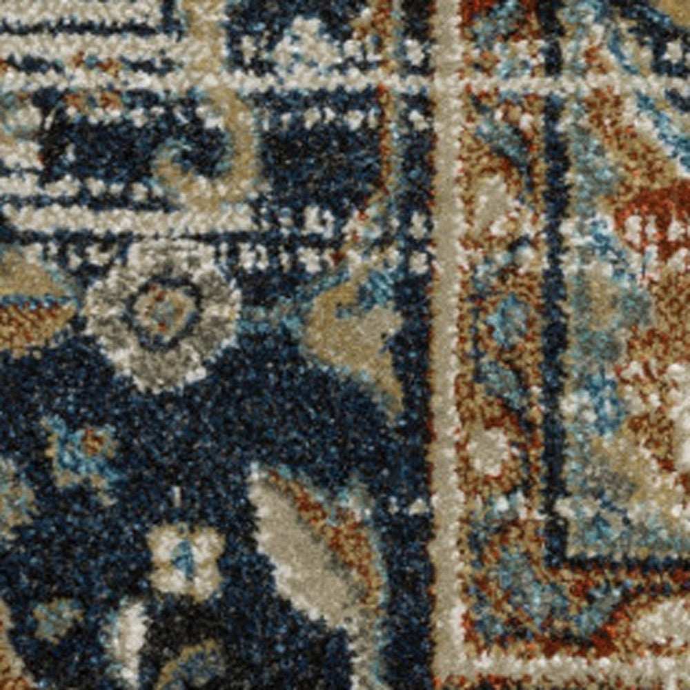 8' X 10' Beige Blue Green Rust And Grey Oriental Power Loom Stain Resistant Area Rug - Homeroots - Flyclothing LLC