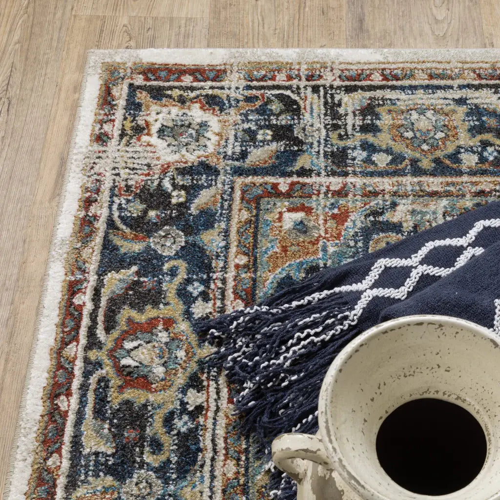 8' X 10' Beige Blue Green Rust And Grey Oriental Power Loom Stain Resistant Area Rug - Homeroots - Flyclothing LLC