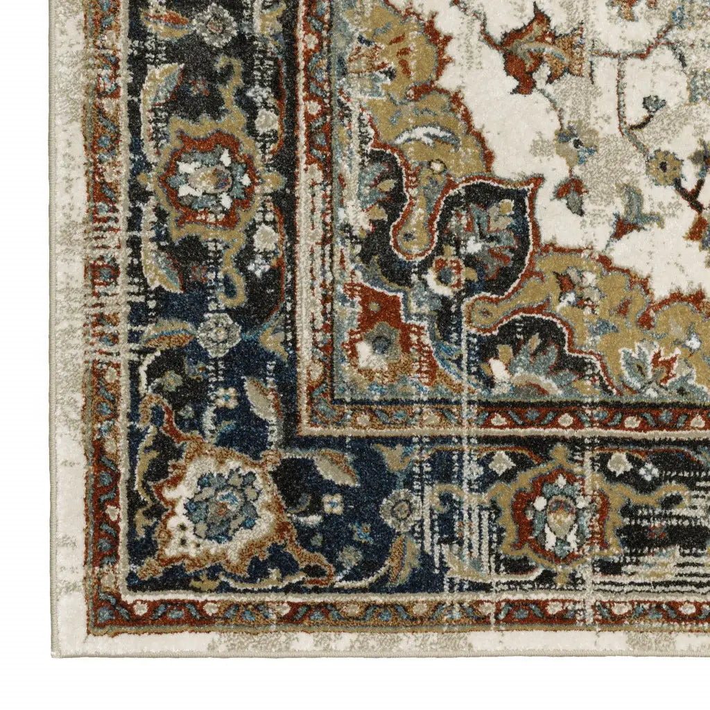 8' X 10' Beige Blue Green Rust And Grey Oriental Power Loom Stain Resistant Area Rug - Homeroots - Flyclothing LLC