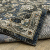 2' X 8' Charcoal Blue Gold Rust And Beige Oriental Power Loom Stain Resistant Runner Rug - Homeroots - Flyclothing LLC