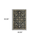 4' X 6' Charcoal Blue Gold Rust And Beige Oriental Power Loom Stain Resistant Area Rug - Homeroots - Flyclothing LLC
