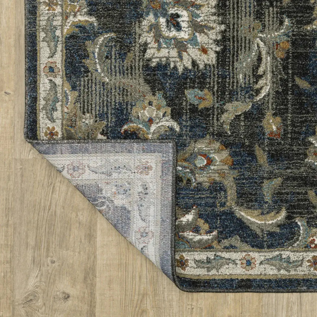 4' X 6' Charcoal Blue Gold Rust And Beige Oriental Power Loom Stain Resistant Area Rug - Homeroots - Flyclothing LLC