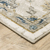 4' X 6' Beige Gold Blue And Grey Oriental Power Loom Stain Resistant Area Rug - Homeroots - Flyclothing LLC