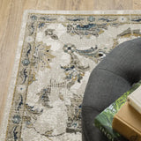 4' X 6' Beige Gold Blue And Grey Oriental Power Loom Stain Resistant Area Rug - Homeroots - Flyclothing LLC