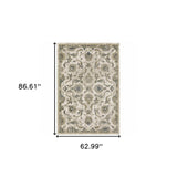 5' X 7' Beige Gold Blue And Grey Oriental Power Loom Stain Resistant Area Rug - Homeroots - Flyclothing LLC