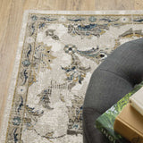 6' X 9' Beige Gold Blue And Grey Oriental Power Loom Stain Resistant Area Rug - Homeroots - Flyclothing LLC