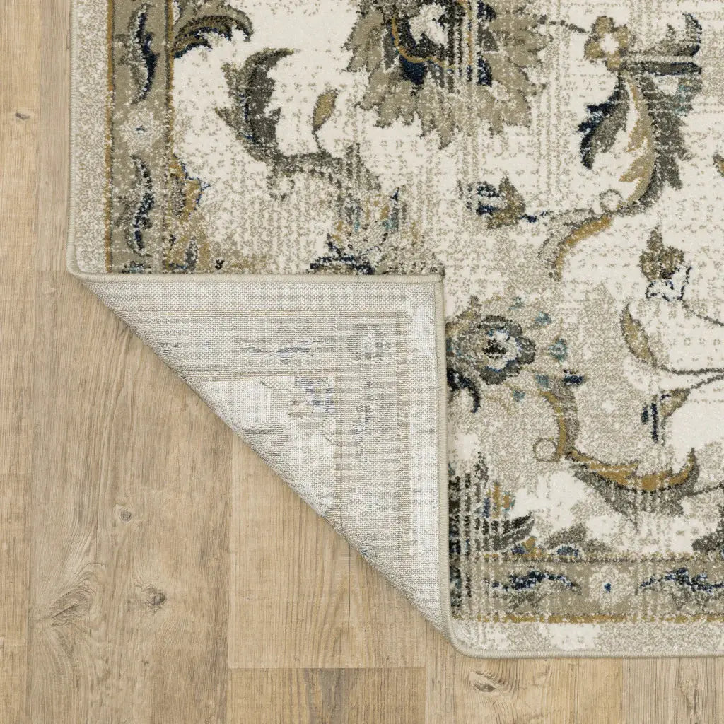 6' X 9' Beige Gold Blue And Grey Oriental Power Loom Stain Resistant Area Rug - Homeroots - Flyclothing LLC