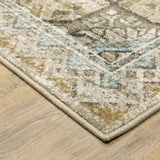 4' X 6' Grey Blue Beige And Gold Oriental Power Loom Stain Resistant Area Rug - Homeroots - Flyclothing LLC