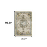 6' X 9' Grey Blue Beige And Gold Oriental Power Loom Stain Resistant Area Rug - Homeroots - Flyclothing LLC