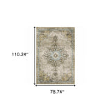 6' X 9' Grey Blue Beige And Gold Oriental Power Loom Stain Resistant Area Rug - Homeroots - Flyclothing LLC