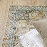 6' X 9' Grey Blue Beige And Gold Oriental Power Loom Stain Resistant Area Rug - Homeroots - Flyclothing LLC