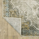 8' X 10' Grey Blue Beige And Gold Oriental Power Loom Stain Resistant Area Rug - Homeroots - Flyclothing LLC