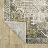 8' X 10' Grey Blue Beige And Gold Oriental Power Loom Stain Resistant Area Rug - Homeroots - Flyclothing LLC